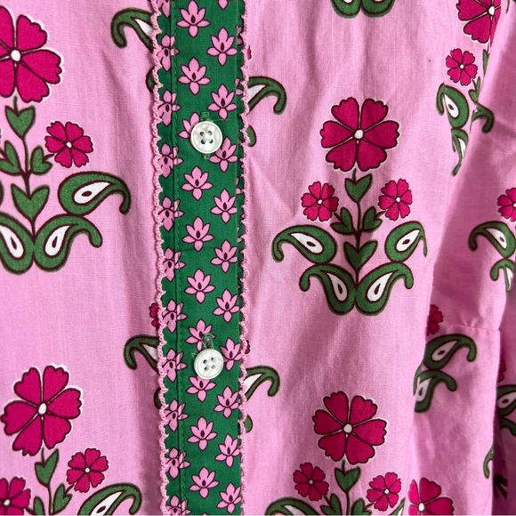New Boden Arabella Cotton button down blouse vibrant floral lace detail pink 8 - Picture 10 of 16